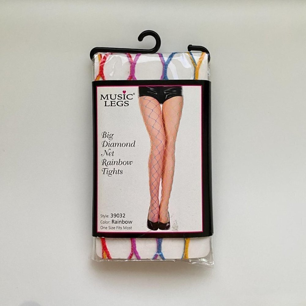 BIG diamond net rainbow tights